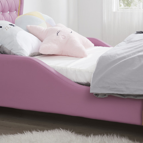 Pink leather online single bed